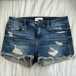 Women's Distressed Jean Shorts - Blue